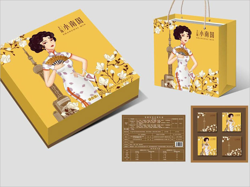 上海小南國月餅禮盒包裝設(shè)計(jì)，手繪老上海風(fēng)，獨(dú)具特點(diǎn)