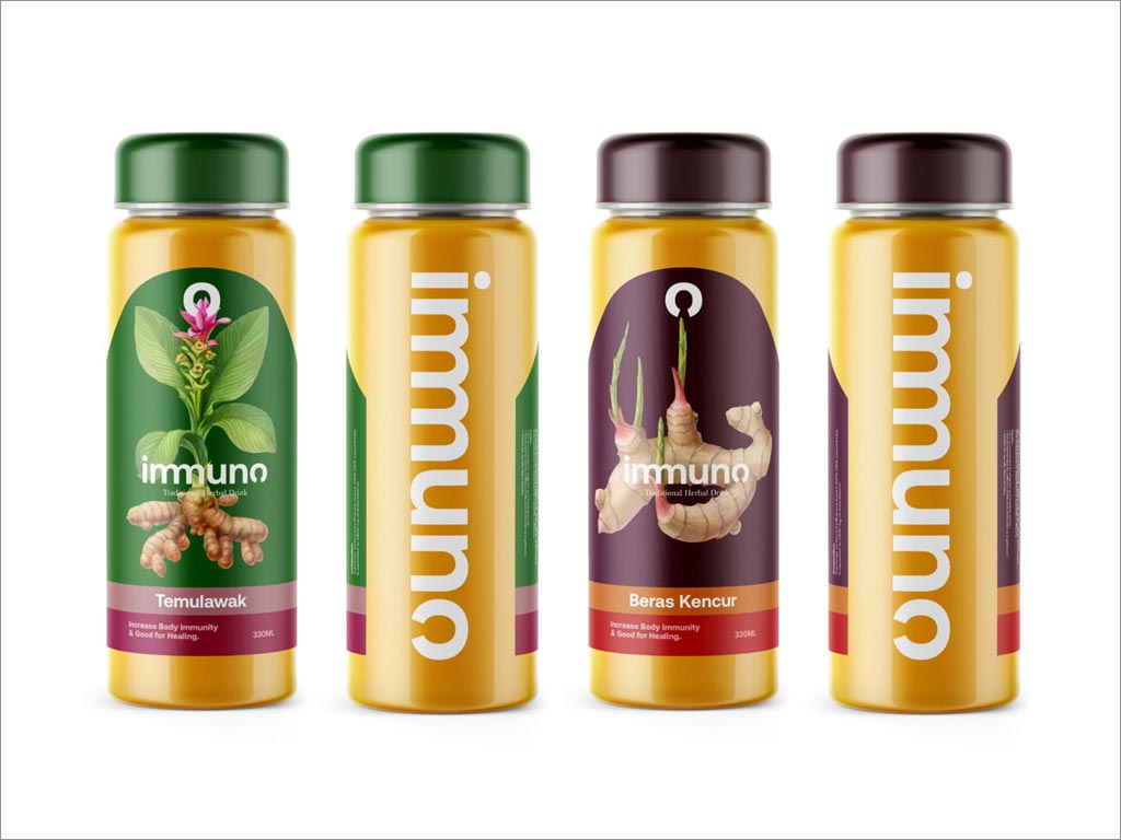 印度尼西亞IMMUNO傳統生姜姜黃草藥飲料包裝設計