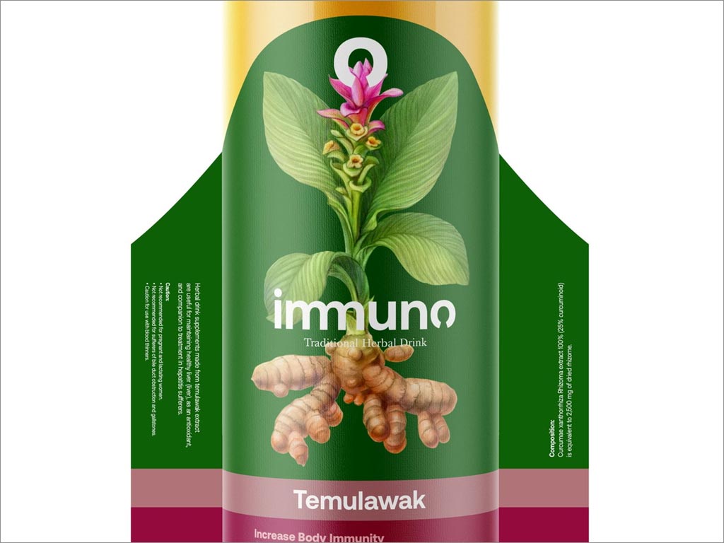 印度尼西亞IMMUNO傳統姜黃草藥飲料包裝設計展開圖