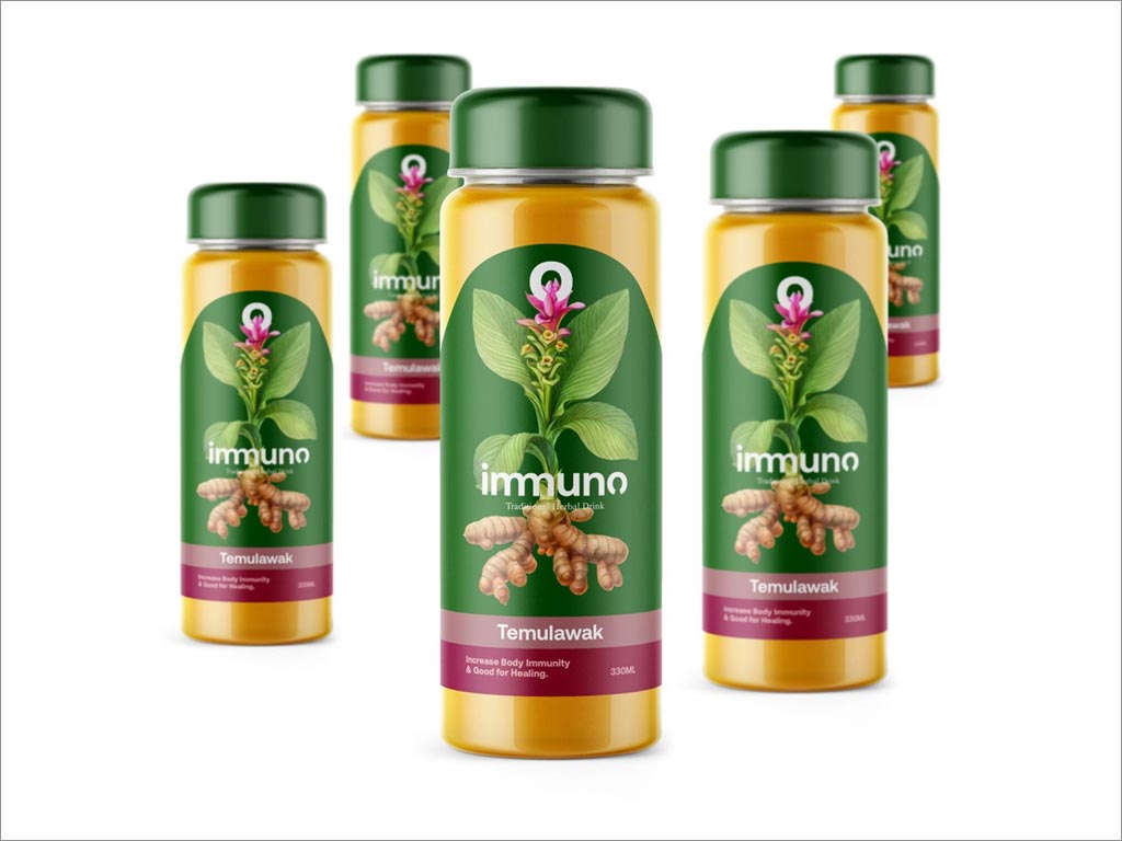 印度尼西亞IMMUNO傳統姜黃草藥飲料包裝設計