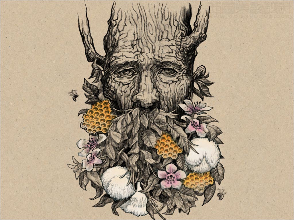 Streamland蜂蜜包裝設(shè)計(jì)之森林樹(shù)人插畫設(shè)計(jì)