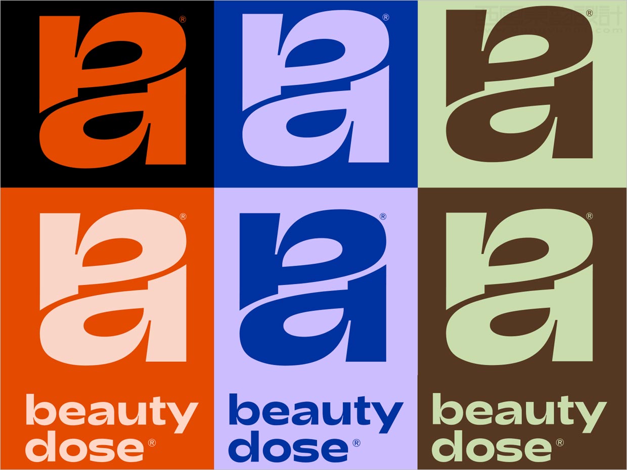 美國Beauty Dose營養補充劑保健品logo設計之不同背景色展示